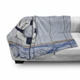 thumbnail image 2 of Coastal Soft Flannel Fleece Blanket, Welcome on Board Greeting Message Holiday Seaman Sailing Maritime Theme, Cozy Plush for Indoor and Outdoor Use, 70" x 90", Taupe Cream Navy Blue, by Ambesonne, 2 of 5