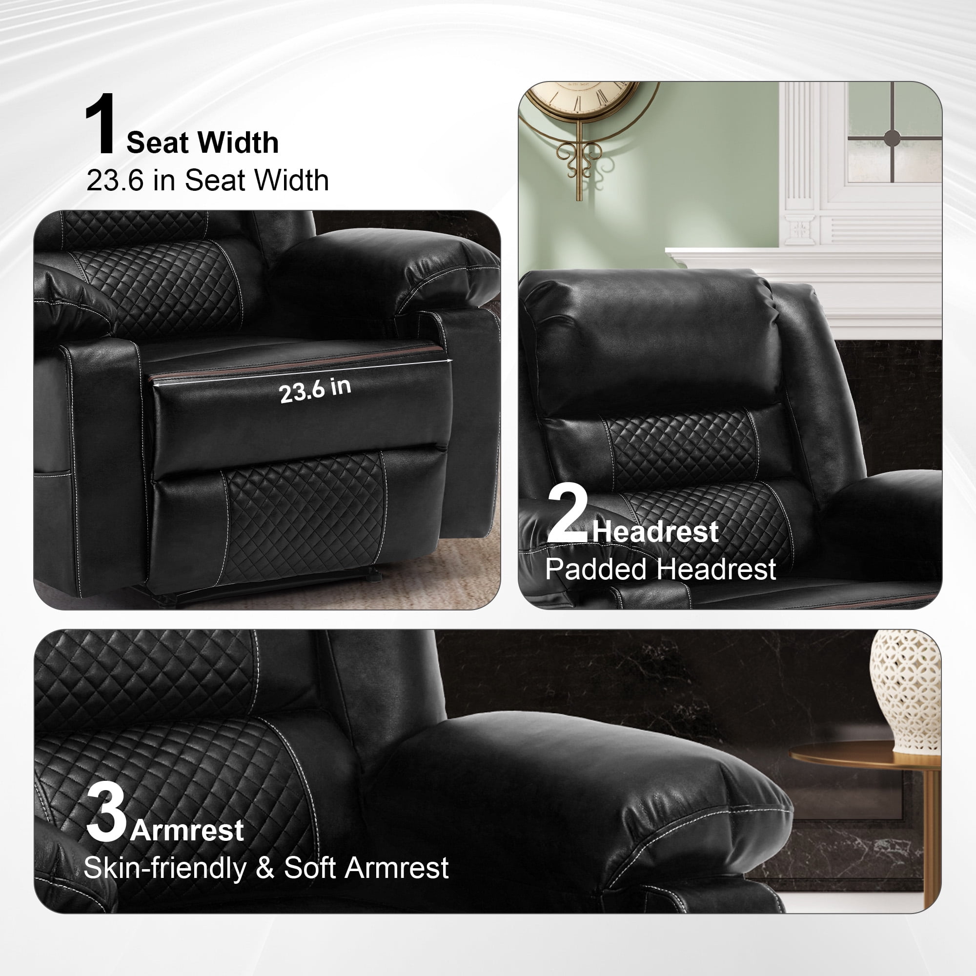 Aukfa Power Lift Recliner Chair with Massage & Heating, Breathable Leather  Reclining Sofa,Black