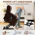 thumbnail image 6 of INGALIK Power Lift Recliner, Leather Electric Chair Recliners with Heating and Massage, Cup Holders, Storage, USB Charging (Brown), 6 of 14
