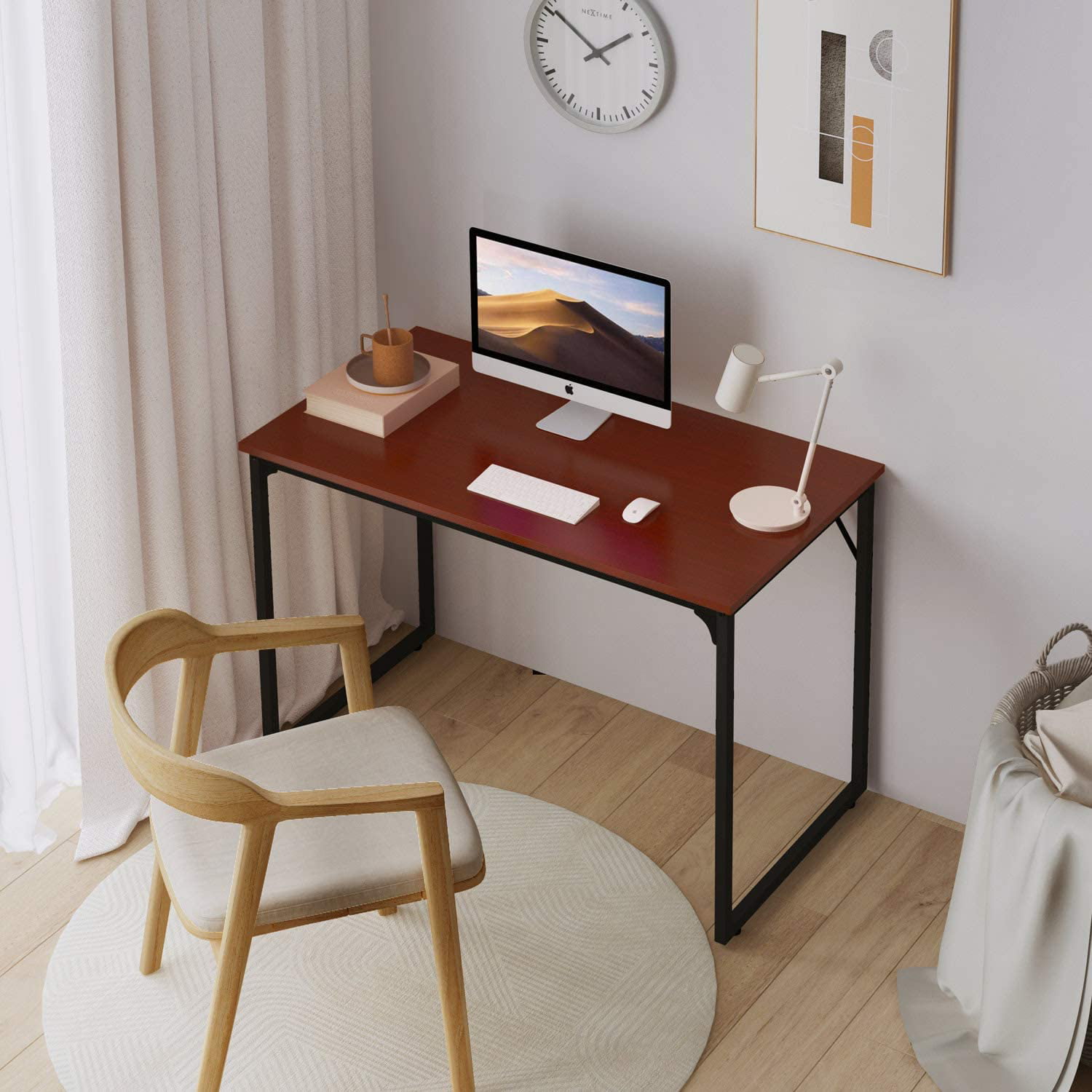 Modern Simple Style Desk for Home Office Coleshome Computer Desk 39 Sturdy Writing Desk,Walnut 