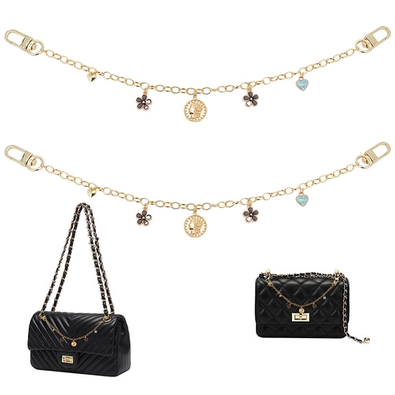 2pcs Flower Purse Decoration Chain 12.9 Inch Handbag Chains Straps Enamel Heart Shape Bag Decoration Chain Crossbody Bag Charm Decoration Accessories