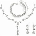 thumbnail image 2 of Rhinestone Bride Wedding Jewelry Sets Bridal Necklace Bracelet Earrings Set Prom Costume Jewelry for Women and Brides, 2 of 4