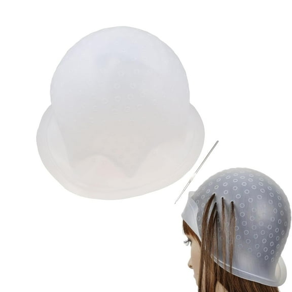 Silicone Highlight Hair Cap with Needle Professional Reusable Highlighting Caps with Hooks for Color Hair Salon Hairdressing Dyeing Staining Tools for Women Men