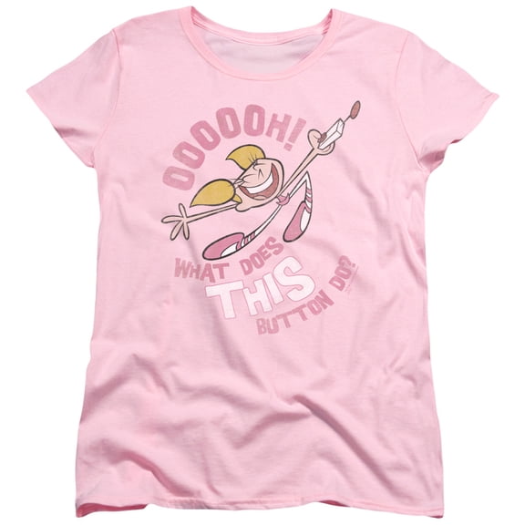 Dexter's Laboratory Button S/S Women's T-Shirt Pink