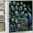 thumbnail image 5 of GOSMITH Durable and Washable Blue Peacock Beautiful Watercolor Flowers Peony Bird Feathers Gorgeous and Elegant Animal Spring Vitality Shower Curtain - Multiple Sizes White, 5 of 6