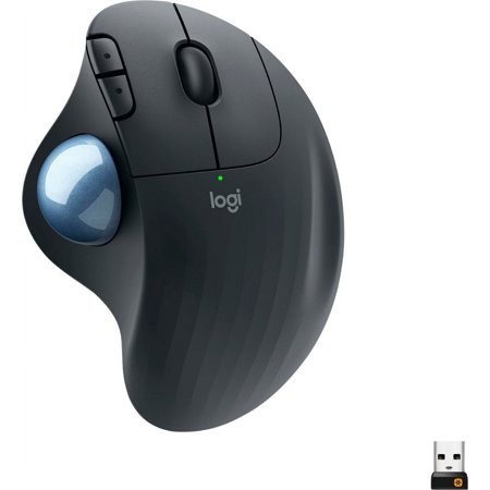 Logitech Ergo M575 Wireless Trackball Mouse - Easy Thumb Control, Precision and Smooth Tracking, Ergonomic Comfort Design, for Windows, PC and Mac with Bluetooth and USB Capabilities (Black)