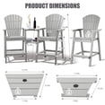 thumbnail image 5 of Tall Adirondack Chairs Set of 2，Outdoor Adirondack Barstools with Double Connecting Tray Patio Stools Weather Resistant for Outdoor Deck Lawn Pool Backyard, Light Grey, 5 of 7