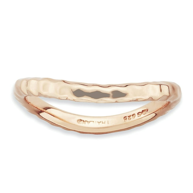 Bague Ondulée en Argent Sterling Stackable Expressions Rose Poli Taille 7