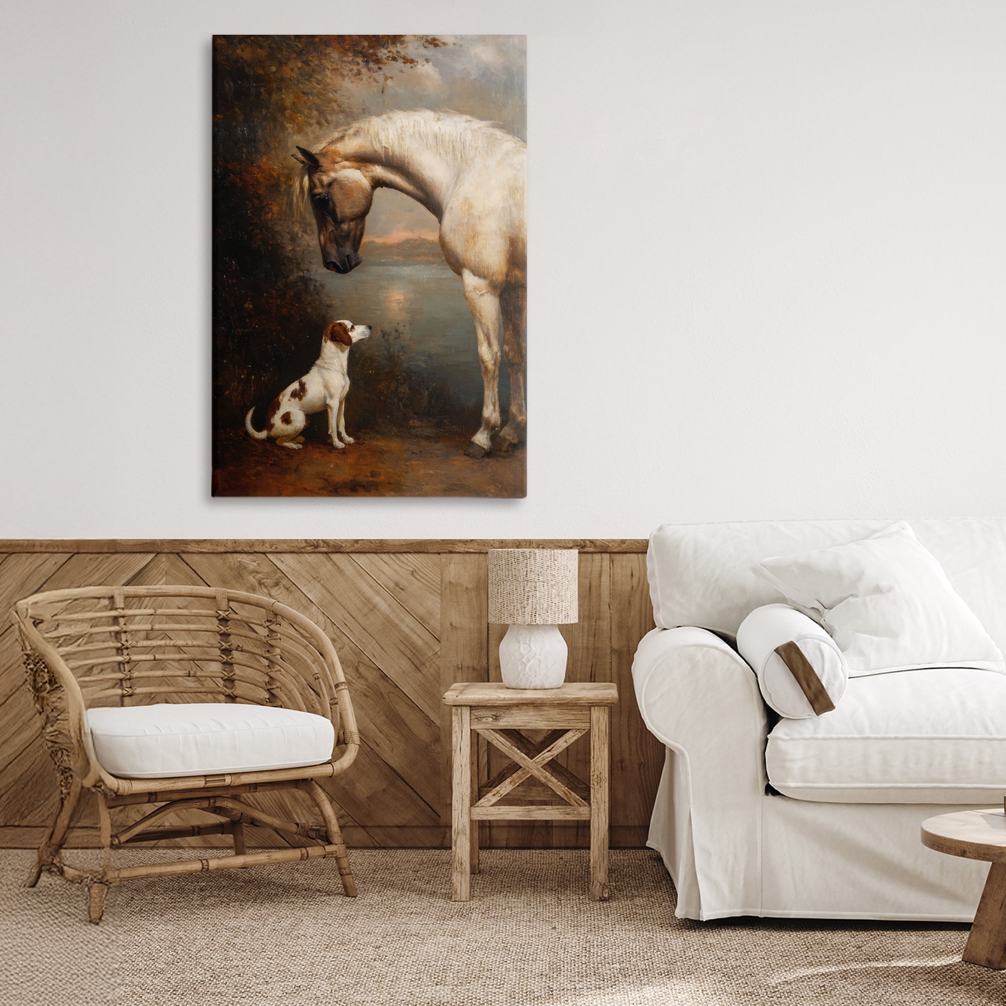 Stupell Industries Hound & Horse Vintage View Canvas Wall Art, design by Petal Prints Design