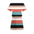 thumbnail image 5 of SMihono Summer Dresses for Women 2025 Striped A-Line Boho Sundress Short Sleeve V-Neck Beach Vacation Mini Dress with Pocket Black M, 5 of 6