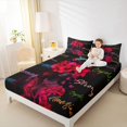 thumbnail image 3 of Castle Fairy Glam Black Women King Sheets 4pcs,Floral Quote Pattern Bedding,Crimson Black Cyan,1 Fitted Sheet, 1 Flat Sheet and 2 Pillowcases, 3 of 6