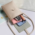 thumbnail image 3 of Bolso inclinado de cuero suave retro de hombro casual para mujer bolso vertical para teléfono móvil de PU, 3 of 5