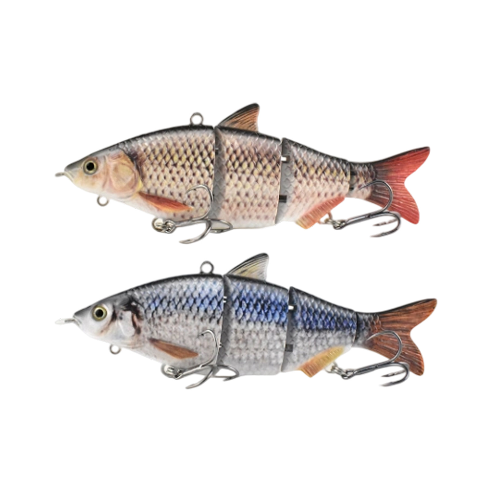 Rechargeable 4-Segment Robotic Swimallurement Lure 15.5cm 53.8g with Light & Indicators for Pike Fishing