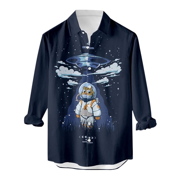 Camisa de manga larga para hombre, blusa con cuello vuelto, botones informales, cárdigan con estampado sin posicionamiento, camisa tipo cárdigan Odeerbi ODB-2