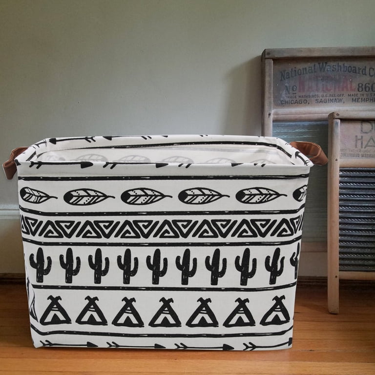 Collapsible Cotton Fabric Storage Bin With Cactus Pattern photo 7