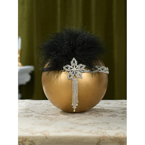 Ceenna 24 Diademas De Los Años 20, Diadema De Plumas Negras