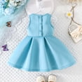 thumbnail image 6 of Fesfesfes Girls Solid Color Sleeveless Dress Princess Gown Shoulder Strap Party Dress Elegant Pleated Skirt Toddler Kids Formal Princess for Girl(Blue#2,1-2 Years), 6 of 9