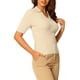 thumbnail image 4 of BLUSA DE PUNTO CHIC PARA MUJER CON CUELLO DE SOLAPA Y MANGA CORTA, AJUSTADA Y RIBETEADA, TALLA M, COLOR ALBARICOQUE, 4 of 5