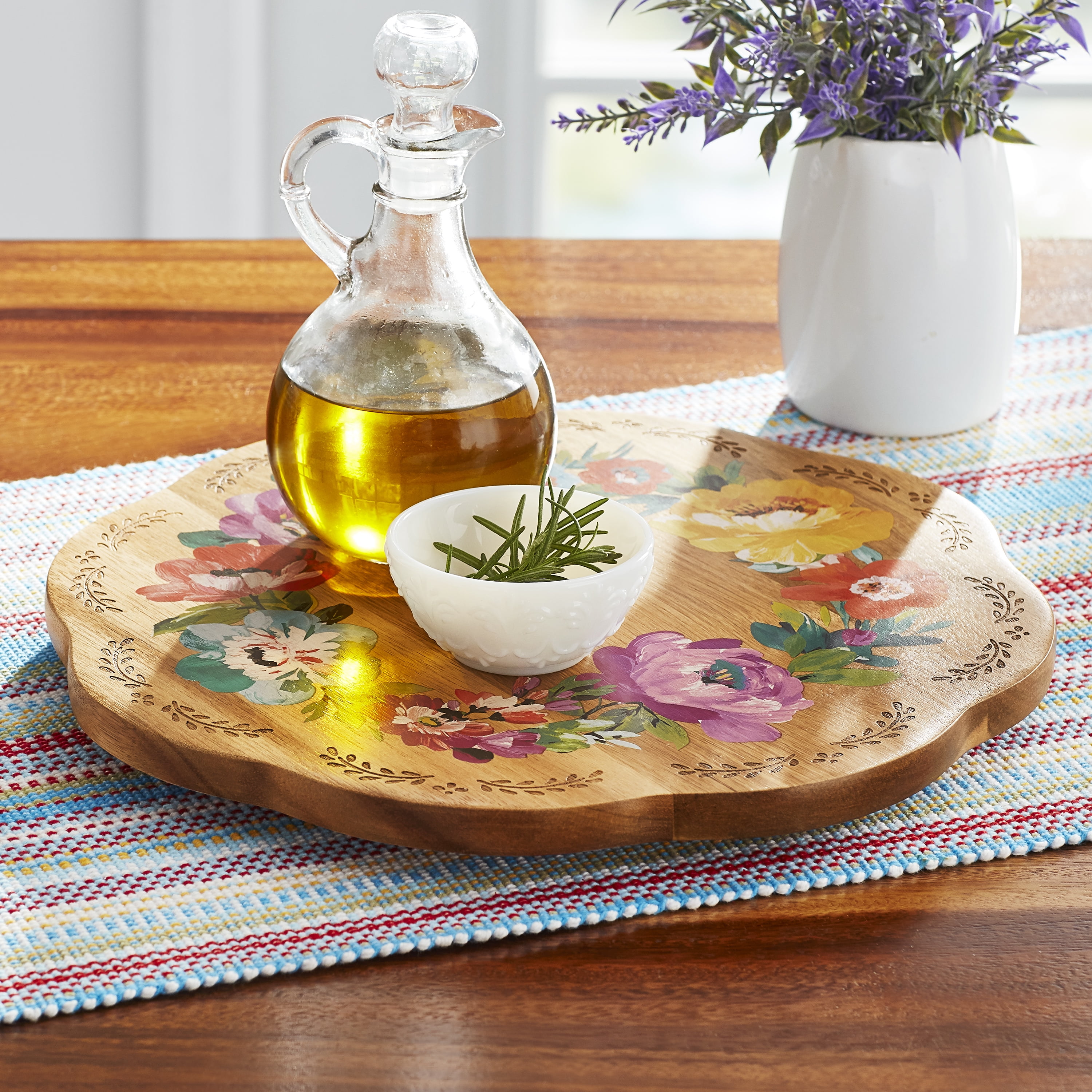 The Pioneer Woman 12-Inch Floral Wood Lazy Susan