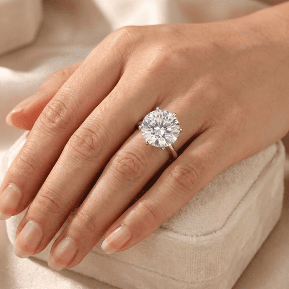 Pompeii Certified 6Ct Solitaire Diamond Engagement Ring 14k White Gold Lab Grown (G,VS2)