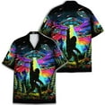 thumbnail image 3 of Colorful Alien UFO Bigfoot Hawaiian Shirt For Men Vintage Forest Mens Hawaiian Shirts Short Sleeve Button Down Shirt Men, 3 of 7