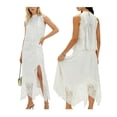thumbnail image 2 of Conjunto de dos piezas de verano para mujer: top sin mangas con cuello alto y encaje, y falda larga con bajo irregular., 2 of 9