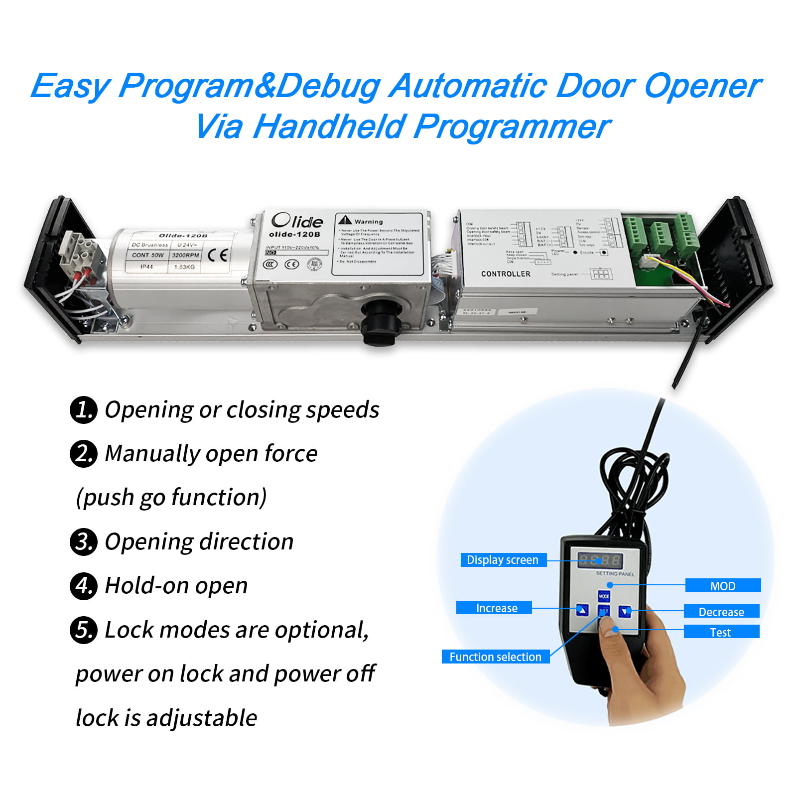 Olideauto Automatic Swing Door Opener for Handicapped,with Wireless Fob  Keys,Silver