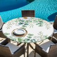 thumbnail image 6 of Green Eucalyptus Leaves Round Tablecloth, Fitted Table Cover with Elastic for 55"-60" Round Tables, Summer Botanical Daisy Floral Table Cloth Outdoor Indoor Dinning Party Waterproof Tablecloths, 6 of 7
