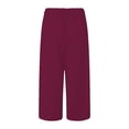 thumbnail image 6 of Audhol Capri Work Pants for Women! Womens Pants Casual Cropped Elastic Waist Summer Trousers 3/4 Length Pant with Pockets Wide Leg Capri Pants for Women Red S, 6 of 6