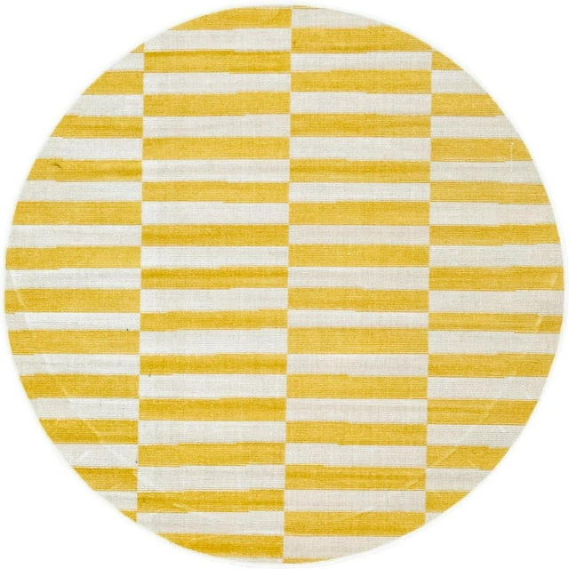 Unique Loom Williamsburg Collection Casual Transitional Thick Alternating Stripes Area Rug, 3 Feet 7 Inch, Yellow/Beige
