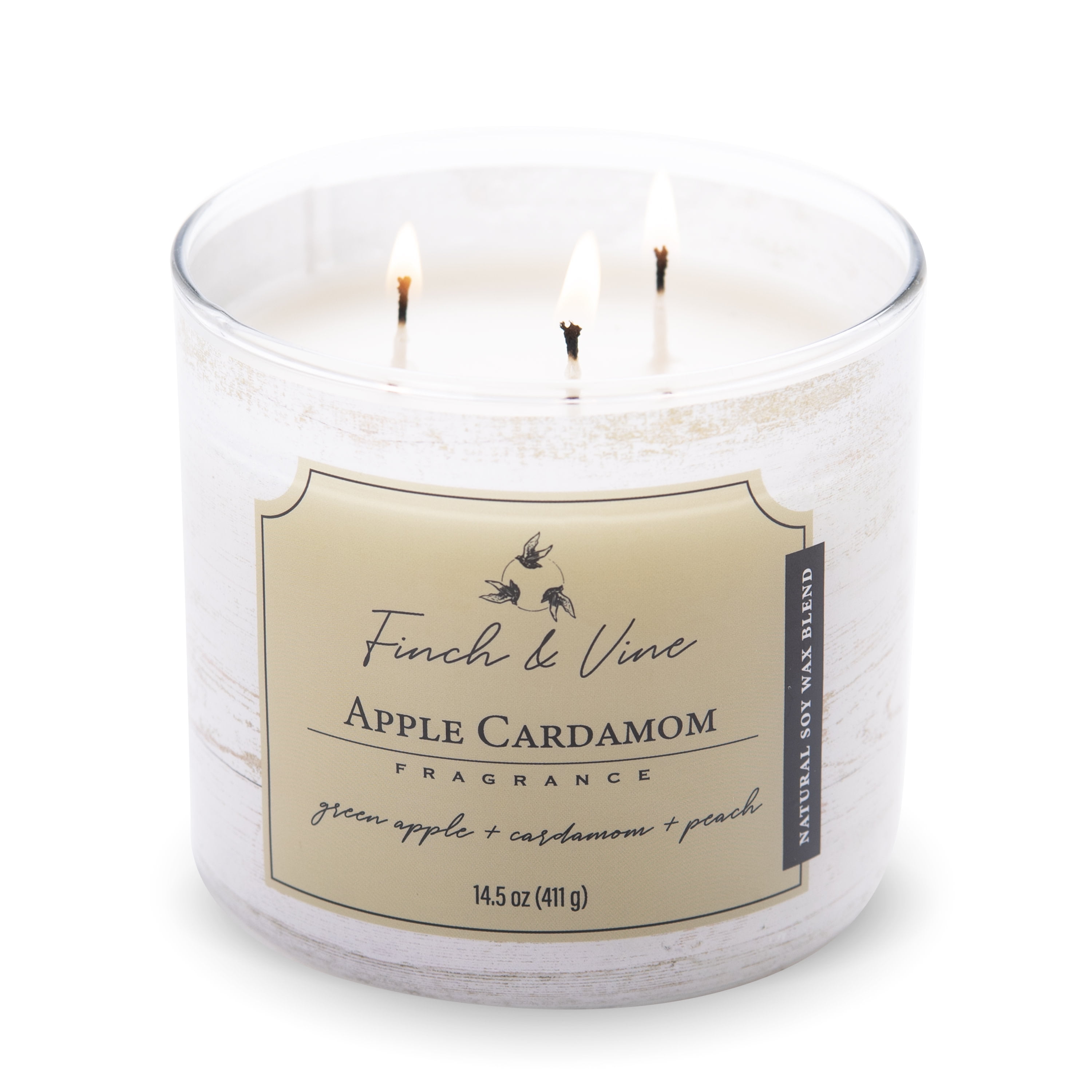 Carolina Candle Apple Cardamom 14.5Oz, 3 Wick Candle, White