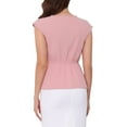 thumbnail image 3 of INSPIRE CHIC Twist Tops for Women's Notched Neck Cap Sleeve Casual Work Shirts XS Pink, 3 of 6