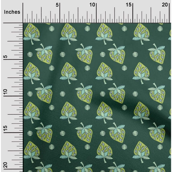 oneOone Silk Tabby Fabric Zig Zag|Leaves & Floral Artistic Printed Craft Fabric BTY 42 Inch Wide