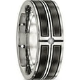 thumbnail image 5 of Stainless Steel Polished With Brushed Center Black Ip-Plated Cz 8mm Band (Size 8.5) Made In China sr549-8.5, 5 of 5