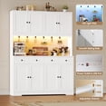 thumbnail image 4 of Homfa Kitchen Pantry Cabinet with LED, 72.4" Freestanding Kitchen Cabinet with Hutch & 4 Drawers, Wood Storage Cabinet for Dining Living Room, White, 4 of 8