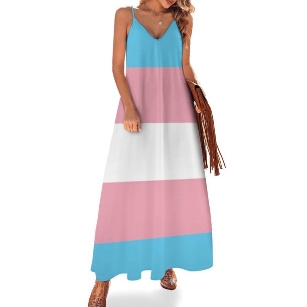 Nuevo vestido sin mangas con bandera transgénero, vestidos de fiesta, vestidos de mujer, ropa para mujer