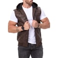 thumbnail image 2 of Chaleco FANARCHER de piel sintética vintage con capucha para hombre, 2 of 9