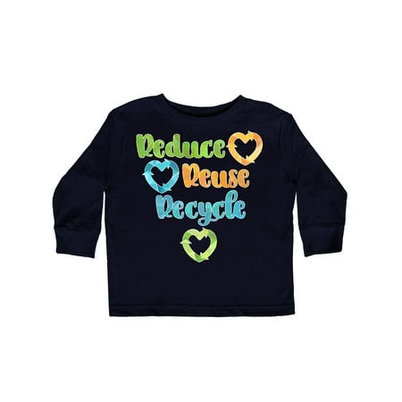 

Inktastic Earth Day Reduce Reuse Recycle with Hearts Gift Toddler Boy or Toddler Girl Long Sleeve T-Shirt