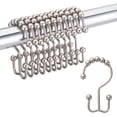 thumbnail image 1 of Shower Curtain Hooks Rust Resistant Shower Curtain Rings Metal Double Glide Rollers Shower Hooks For Bathroom Shower Curtain Rods Curtains, Set Of 12, Nickel, 1 of 7