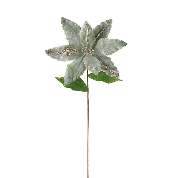 Btomtd 15.7"x9" Artificial Christmas Flowers Arrangement, Large Fake Flowers with Stems and Leaves, Holiday Decor for Tree Wreath Vase with Fake Plants Display, Green