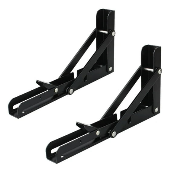 2PCS 8-20 Inch Black Triangle Folding Angle Bracket Heavy Support Adjustable Wall Shelves Mounted Table Shelves Home Hardware