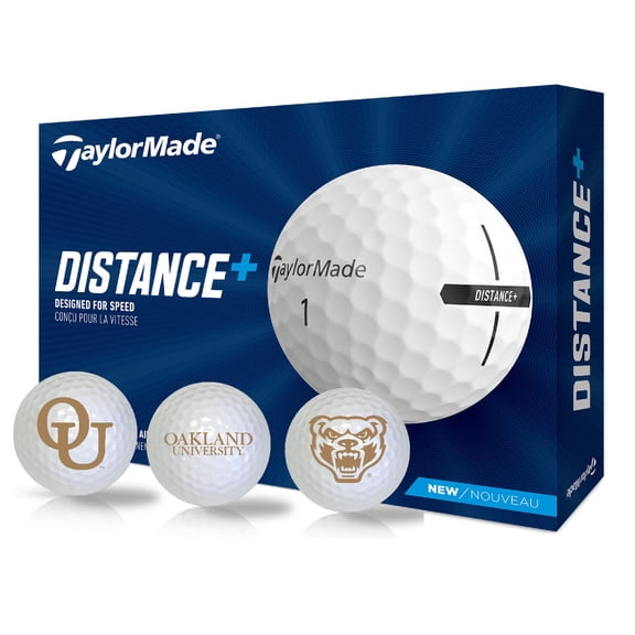 Oakland University Golden Grizzlies Logo Edition Taylormade Distance  Golf Balls 12-Pack (Dozen)