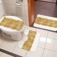 thumbnail image 5 of Aesthetic Gold Bathroom Rugs Set Mottled Abstract Texture Modern Minimalist Non Slip Absorbent Soft Bath Mats 3 Piece Set with Bathroom Rug, U-Shaped Floor Mat, Toilet Seat Cover Large Size, 5 of 9