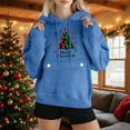 thumbnail image 2 of SwiftWear Women's Festive Christmas Print Hoodie Cozy Fleece Lined Pullover with Large Pocket, Oversized Holiday Hooded Sweatshirt Blue, 2 of 3