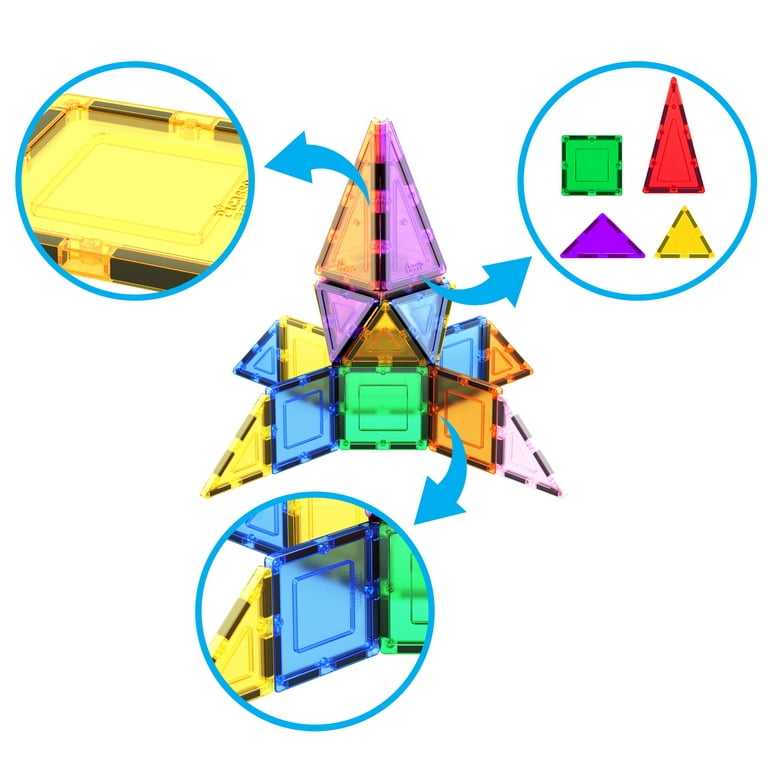 PicassoTiles Magnetic Building Block Set: 33 Piece 3D Color
