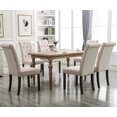 thumbnail image 7 of Upholstered Button Dining Chairs Set of 2, Tufted High Back Padded Dining Chairs w/Wood Legs, Classic Fabric Beige Linen Dining Side Chair, for Home/Kitchen/Living Room/Party, Beige, S12494, 7 of 7
