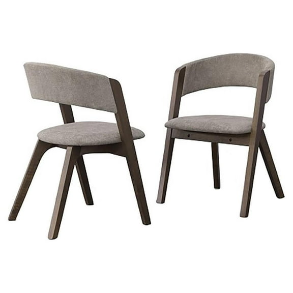 Modrest Grover 17" Modern Wood & Velvet Dining Chair in Gray (Set of 2)