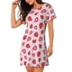 thumbnail image 2 of Disketp Hand Drawn Strawberry para Camisón Corto de Manga Corta para Mujeres, Camisón Cómodo con Escote Redondo, Bonito y Confortable, 2 of 6