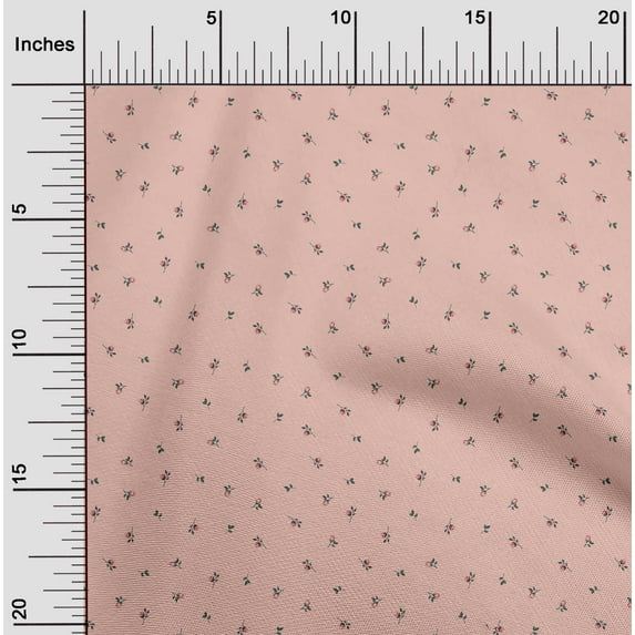 oneOone Organic Cotton Poplin Twill Fabric Leaves & Rose Flower Printed Craft Fabric BTY 42 Inch Wide