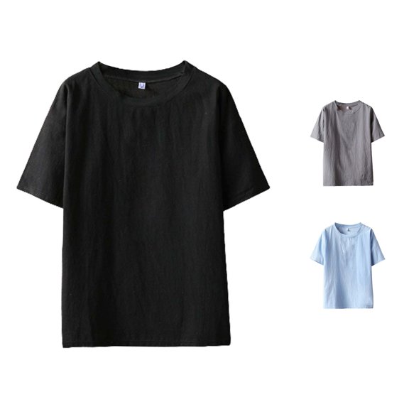 Men's Fashion Spring and Summer Casual Short Sleeve Round Neck Solid Color Tennis Tee Top with Breathable Comfort for Everyday Wear